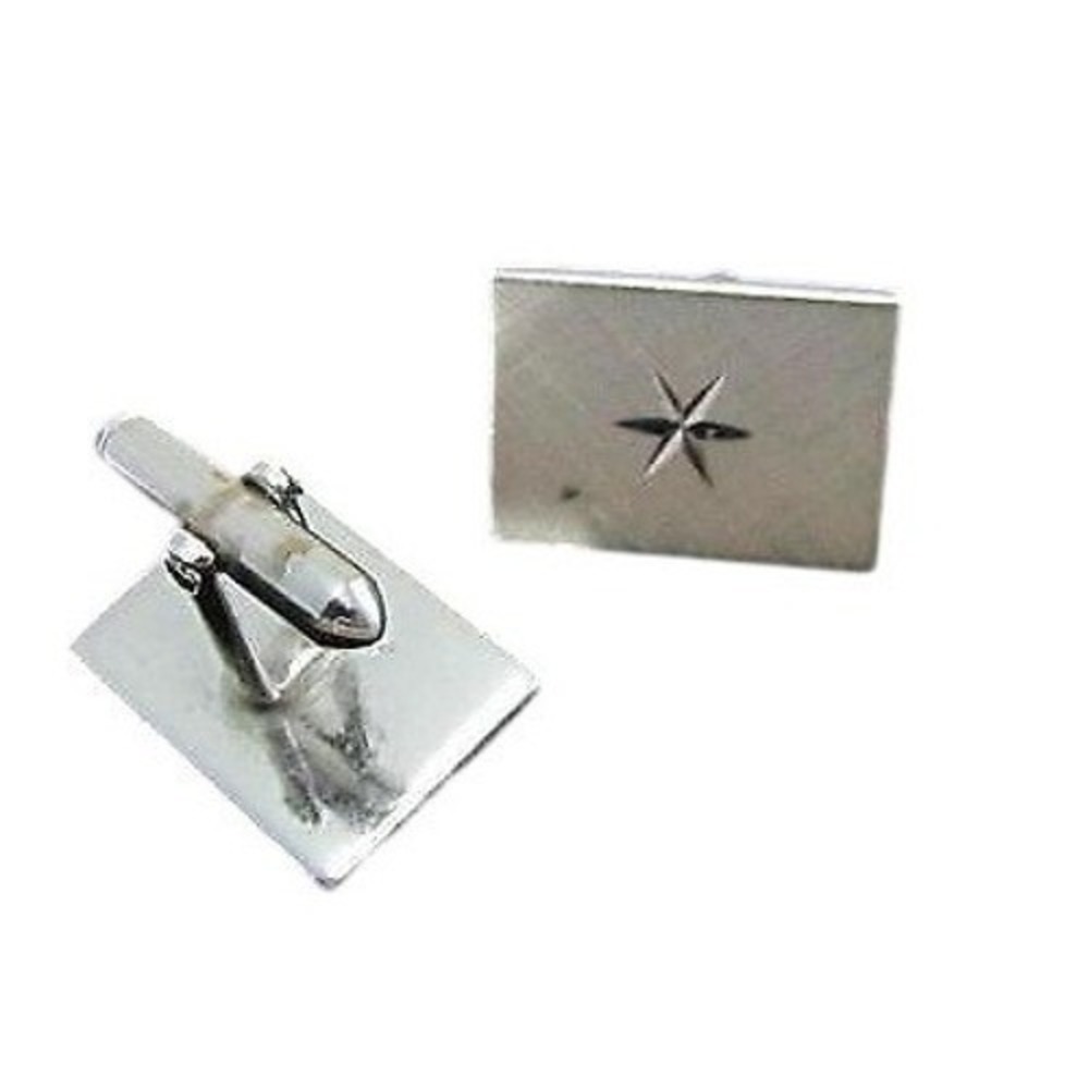 Vintage Elegant Classy Silver Plated Cufflinks Etched Stars Men's Jewelry‎